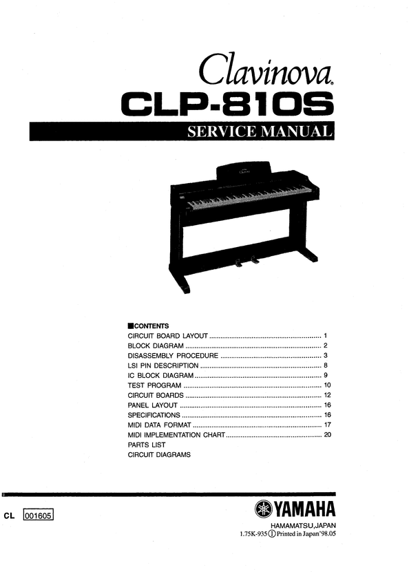 Product picture Yamaha clp810s clp-810 clp-810s service manual