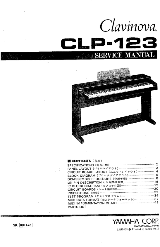 Product picture Yamaha clp123 clp-123 complete service manual