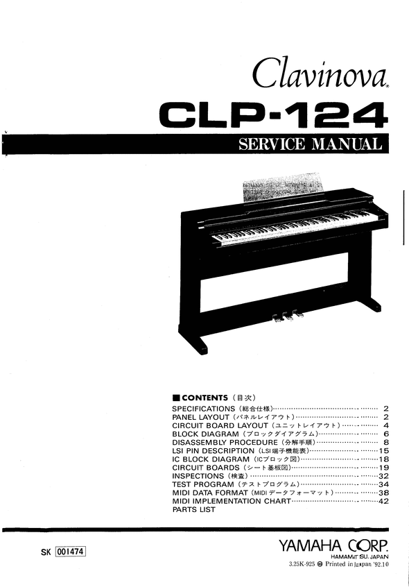 Product picture Yamaha clp124 clp-124 complete service manual