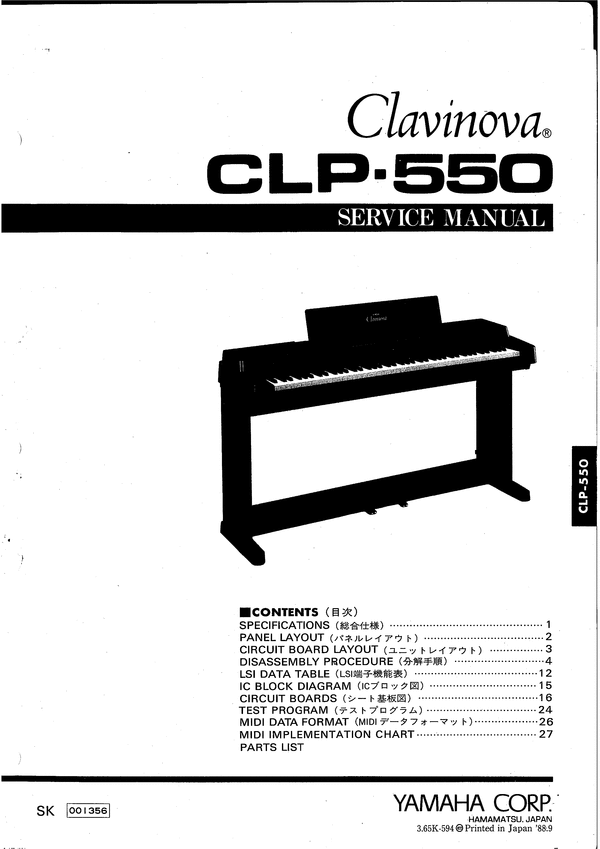 Product picture Yamaha clp550 clp-550 complete service manual
