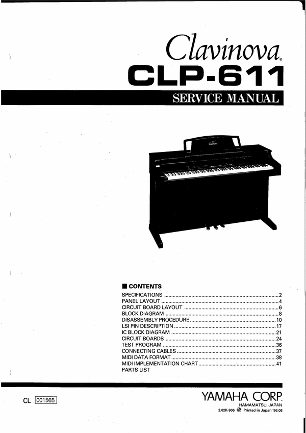 Product picture Yamaha clp611 clp-611 complete service manual