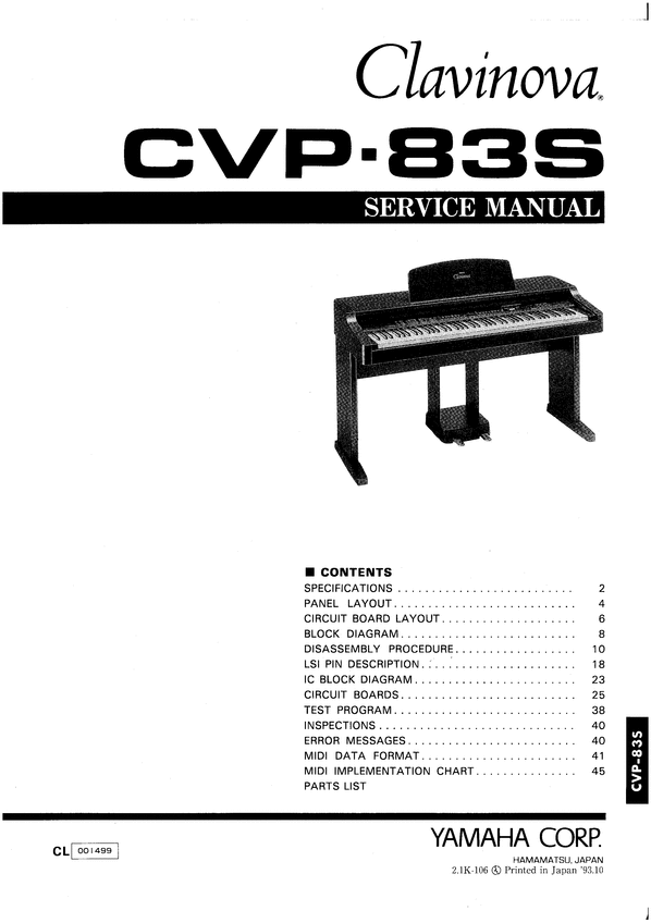 Product picture Yamaha cvp83s cvp-83s cvp83 cvp-83 service manual
