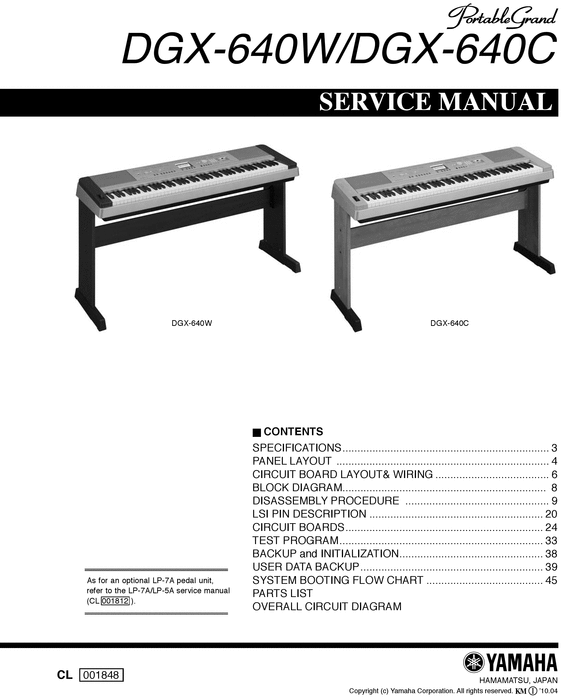 Product picture Yamaha dgx640 dgx-640 complete service manual