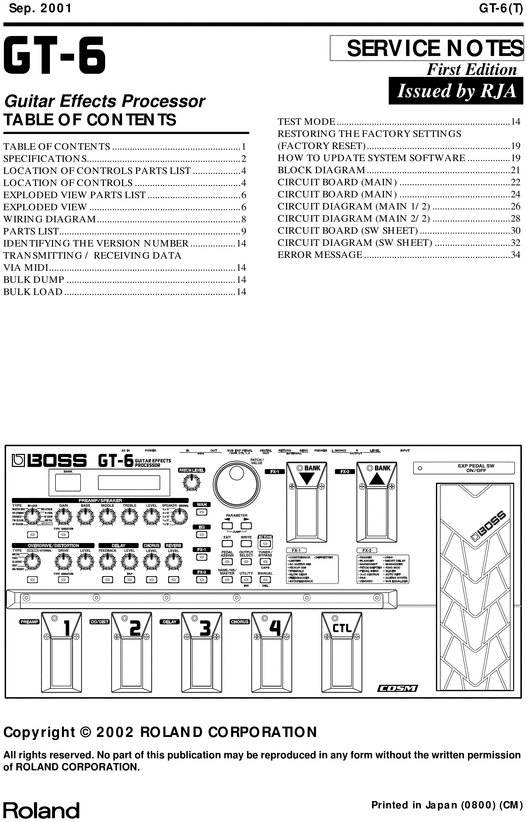 Product picture Roland gt6 gt-6 boss bossgt6 complete service repair manual