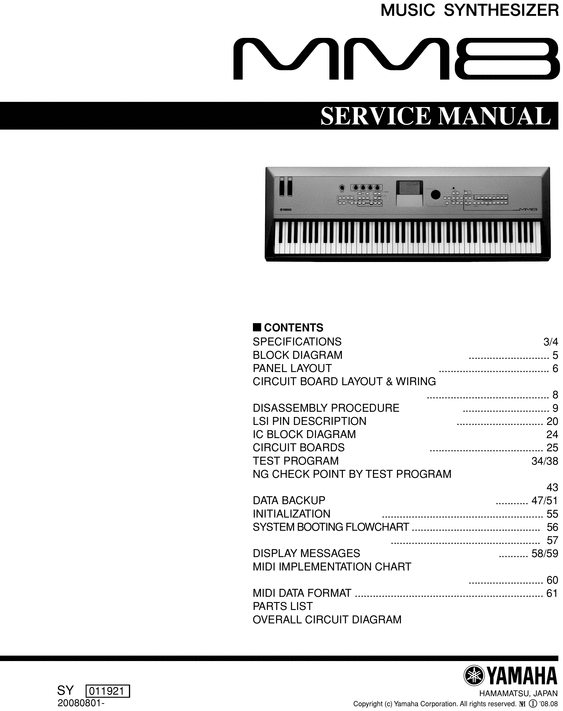 Product picture Yamaha MM8 synthesizer service manual, mm-8