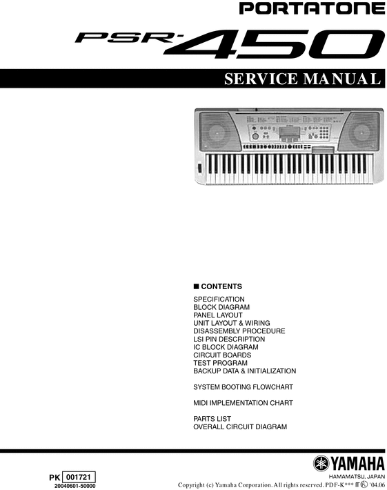 Product picture Yamaha psr450 psr-450 psr 450 complete service manual