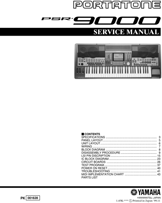 Product picture Yamaha psr9000 psr-9000 psr 9000 service manual