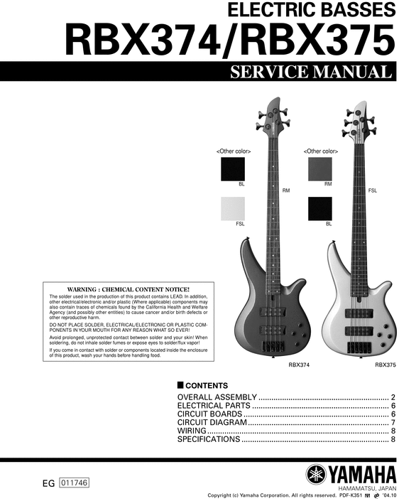 Product picture Yamaha rbx374 rbx375 rbx-374 rbx-375 rbx service manual