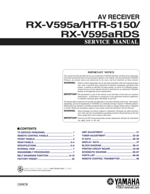Product picture Yamaha rx-v495a htr-5150 htr5150 rxv495a service manual full