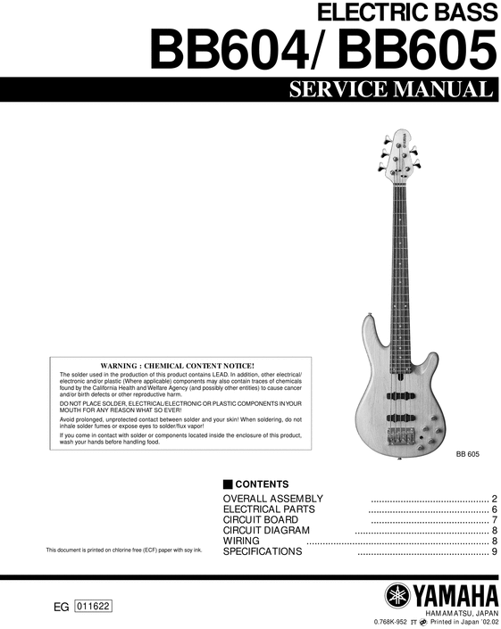 Product picture Yamaha bb604 bb-604 bb605 bb-605 service manual