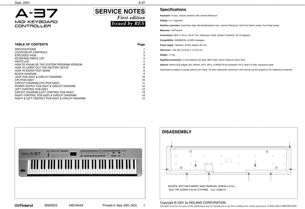 Product picture Roland a37 a-37 complete service manual