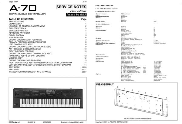 Product picture Roland a70 a-70 complete service manual