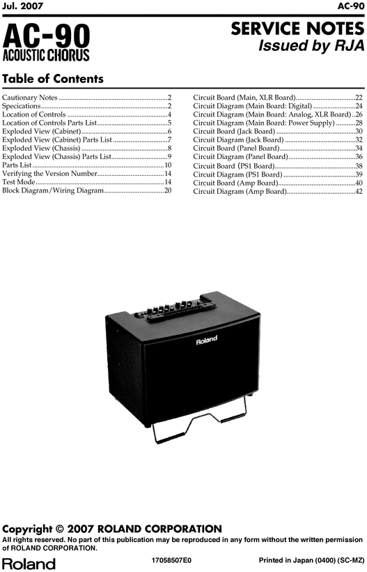 Product picture Roland ac90 ac-90 acoustic chorus repair service manual
