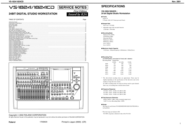 Product picture Roland vs-1824cd vs1824 vs-1824 service manual
