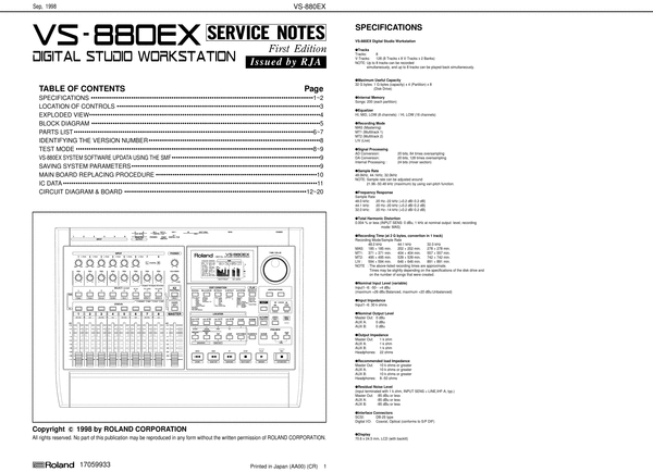 Product picture Roland vs880-ex vs880ex vs-880 service manual