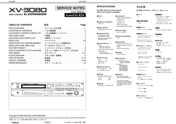 Product picture Roland xv3080 xv-3080 xv complete service manual