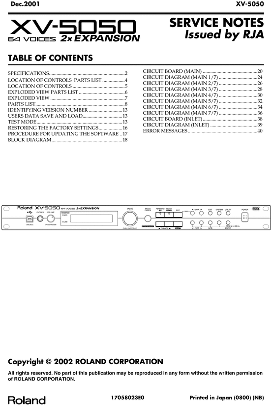 Product picture Roland XV5050 xv-5050 5050 complete service manual