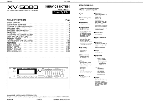 Product picture Roland XV5080 xv-5080 5080 complete service manual