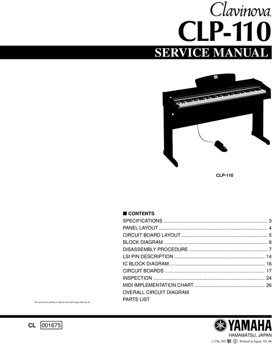 Product picture Yamaha clp-110 clp110 complete service manual