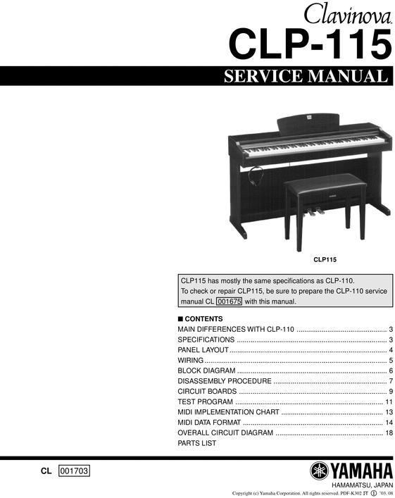 Product picture Yamaha clp-115 clp115 complete service manual