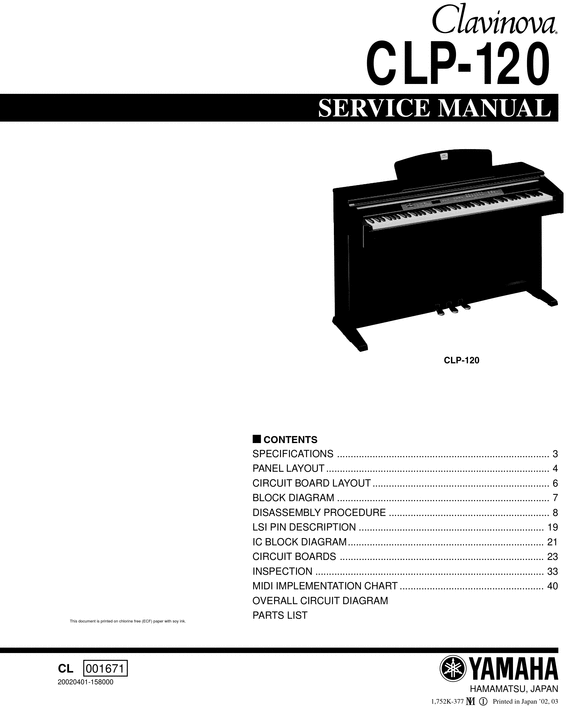Product picture Yamaha clp120 clp-120 complete service manual