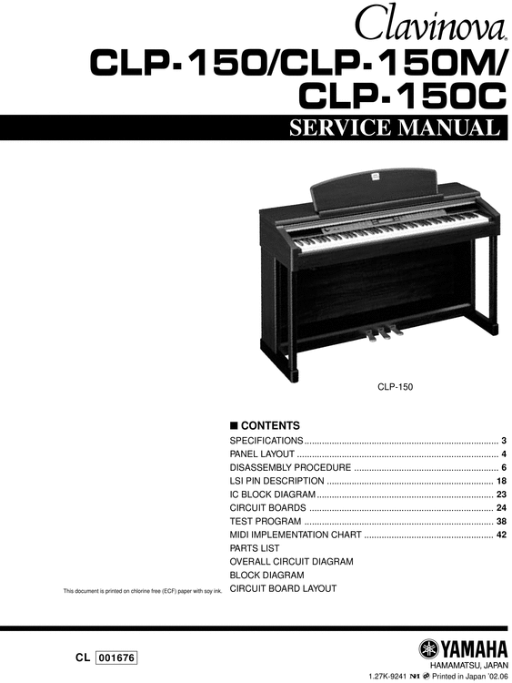 Product picture Yamaha clp150 clp-150 complete service manual