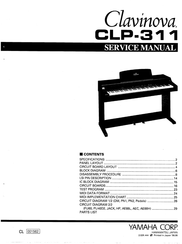 Product picture Yamaha clp311 clp-311 complete service manual