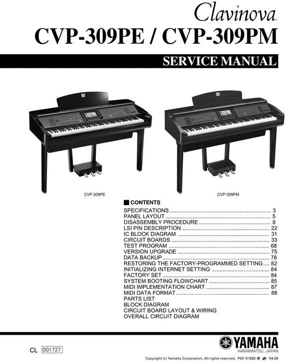 Product picture Yamaha cvp309 cvp-309 cvp 309 complete service manual