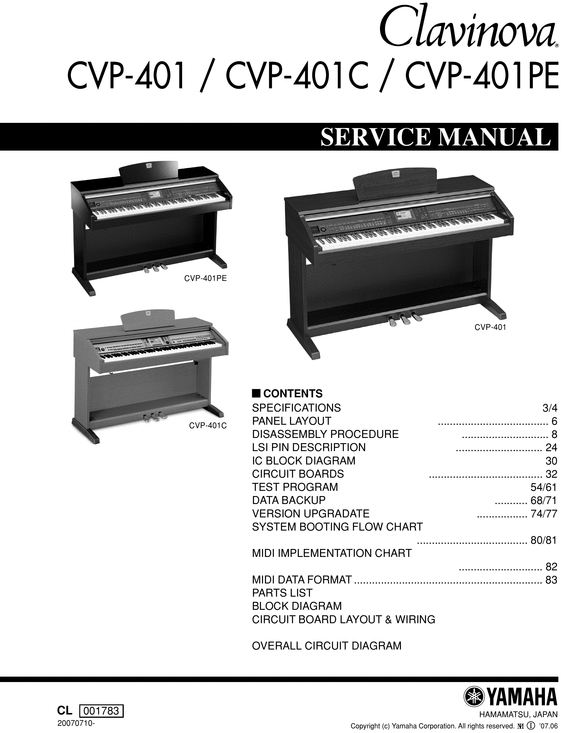 Product picture Yamaha cvp401 cvp-401cvp 401  complete service manual