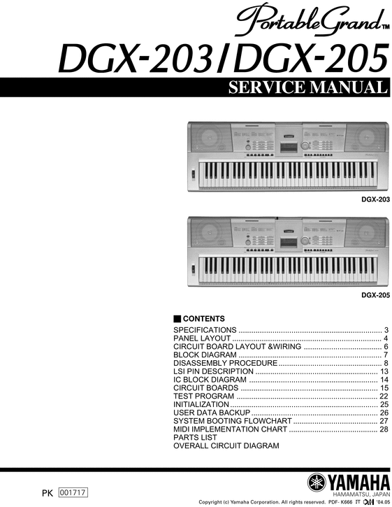 Product picture Yamaha dgx-203 dgx-205 dgx203 dgx205 service manual