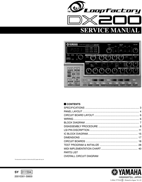 Product picture Yamaha dx200 dx-200 complete service manual