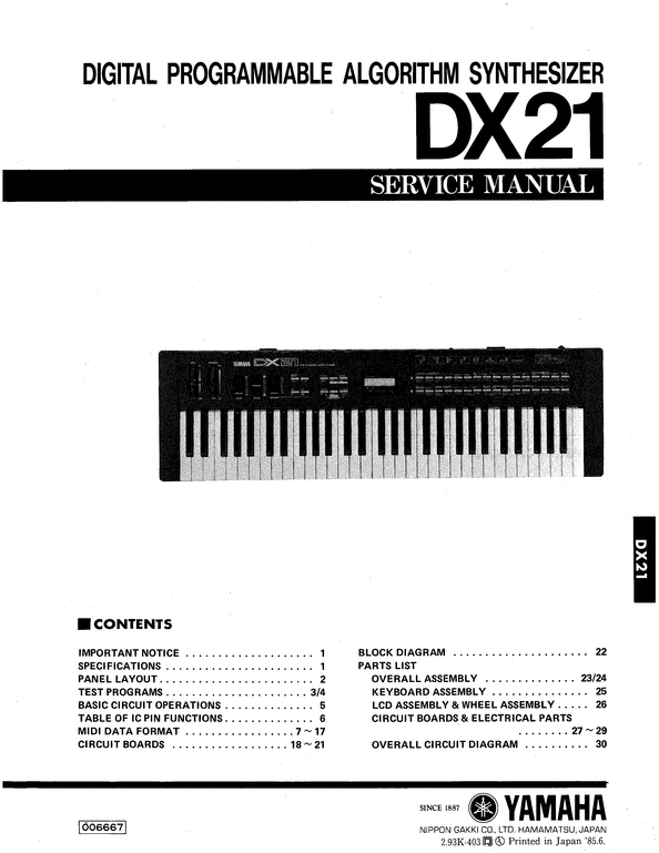 Product picture Yamaha dx21 dx-21 complete service manual