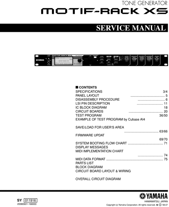 Product picture Yamaha motif rack xs complete service repair manual