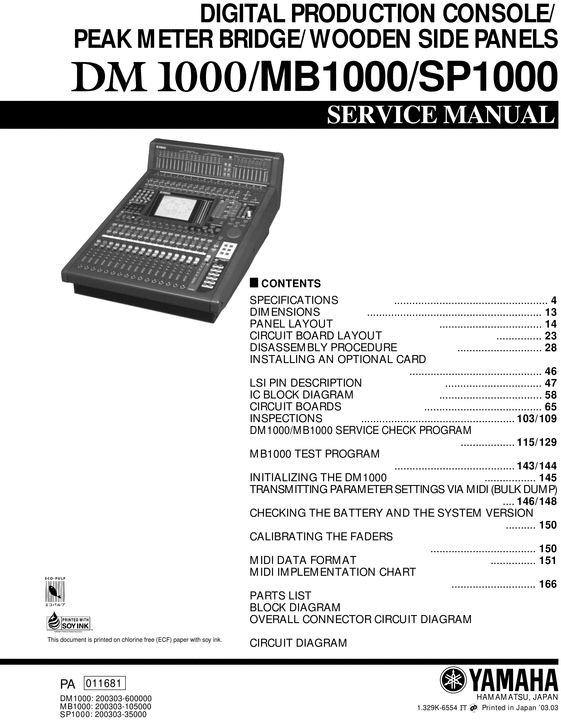 Product picture Yamaha dm1000 mb1000 sp1000 complete service manual