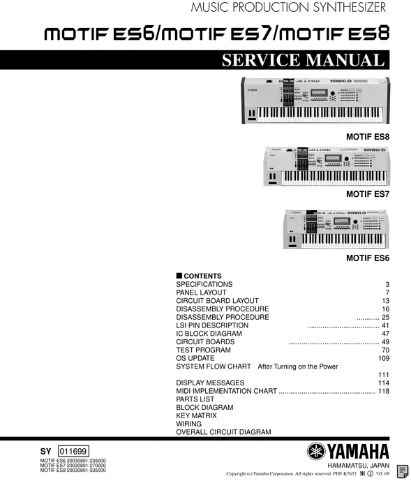 Product picture Yamaha motif es es6 es7 es8 complete service repair manual