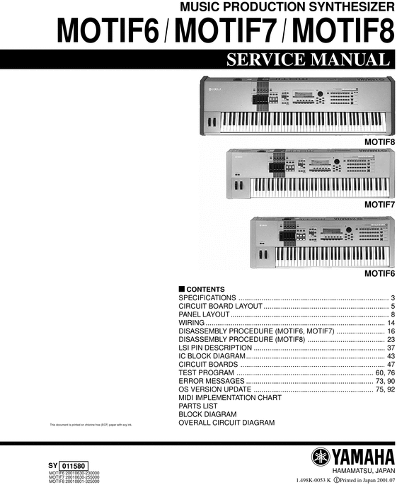 Product picture Yamaha motif6 motif7 motif8 motif motif-6 service manual