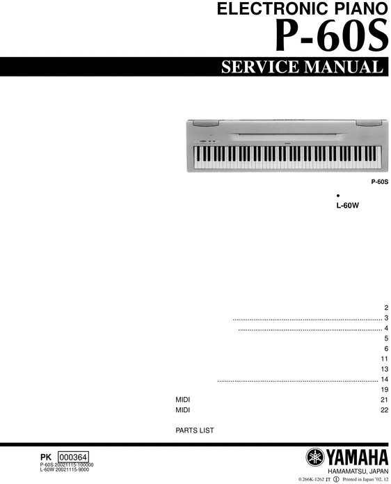Product picture JAPAN Yamaha p60s p-60 p-60-s p60 service manual JAPAN ONLY
