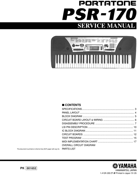 Product picture Yamaha psr170 psr-170 psr 170 complete service manual