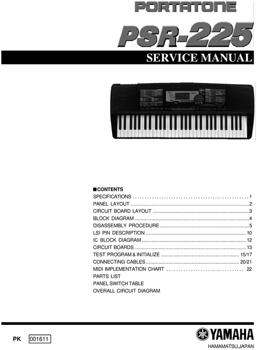 Product picture Yamaha psr-225 psr225 psr 225 complete service manual