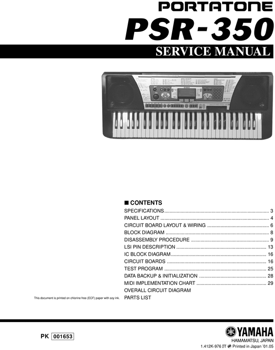 Product picture Yamaha psr350 psr-350 psr 350 complete service manual